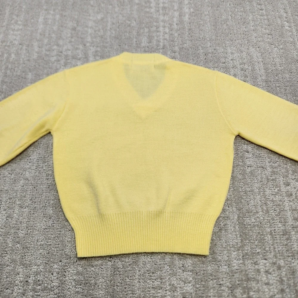 Vintage‎ Izod Lacoste Sweater Kids 6 Yellow V Neck Preppy Tennis 80s 90s Knit